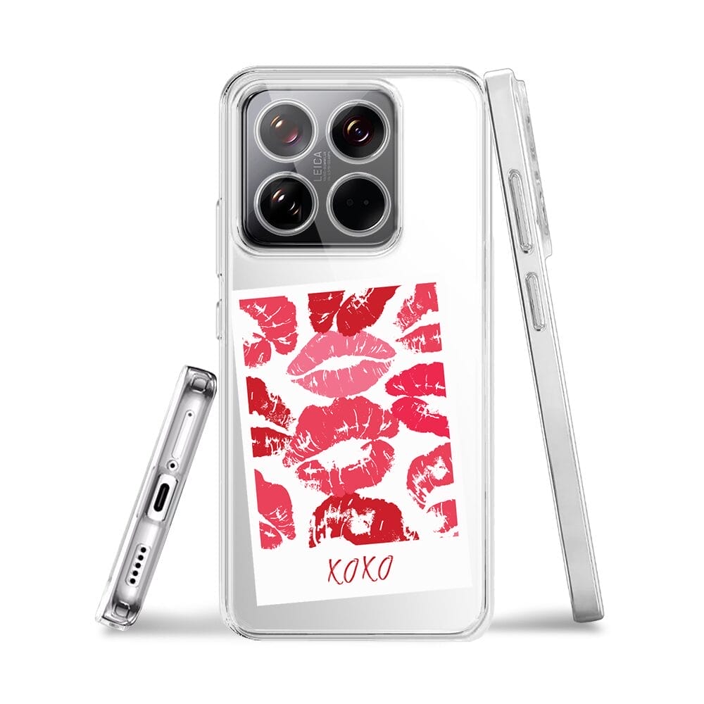 Etui do Xiaomi 14 przeźroczyste, silikonowe Flexi, pocałunki, polaroid - obrazek 3