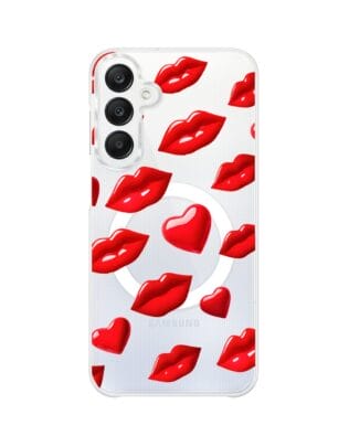 Etui do Samsung Galaxy A25 5G z MagSafe przeźroczyste, silikonowe Flexi, czerwone usta