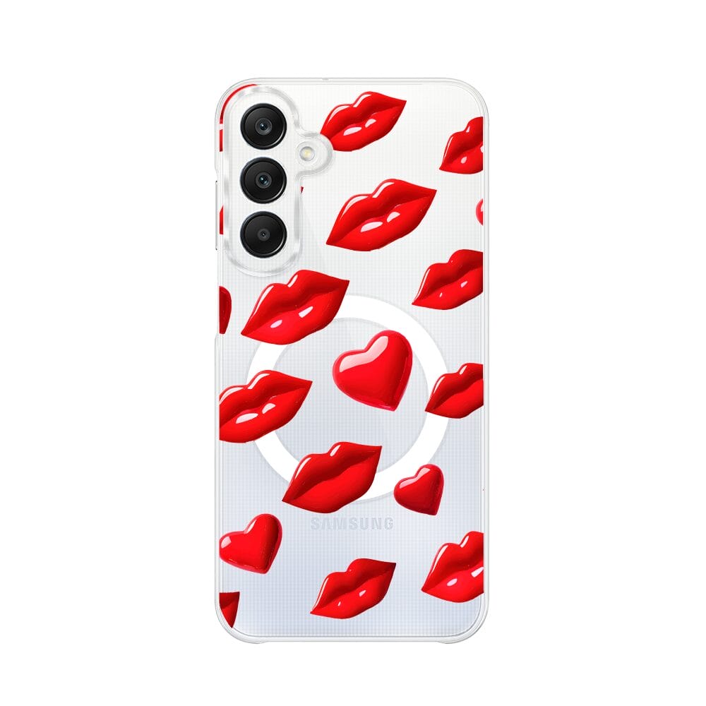 Etui do Samsung Galaxy A25 5G z MagSafe przeźroczyste, silikonowe Flexi, czerwone usta