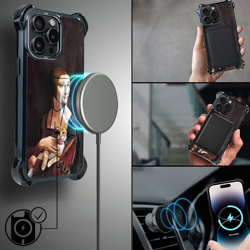 Etui iPhone 14 Pro IBIZU DropGuard Ultra z MagSafe, Leonardo Da Vinci, dama z kotem - obrazek 8