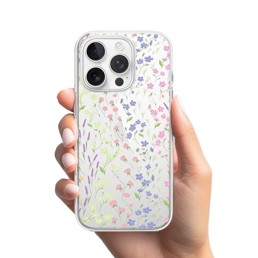 Etui do iPhone 13 Pro przeźroczyste, silikonowe Flexi, kwiaty polne - obrazek 2