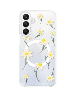 Etui do Samsung Galaxy A25 5G z MagSafe przeźroczyste, silikonowe Flexi, stokrotki