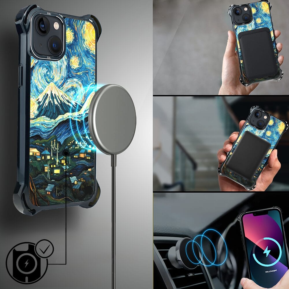 Etui iPhone 13 IBIZU DropGuard Ultra z MagSafe, Van Gogh, gwieździsta noc - obrazek 8