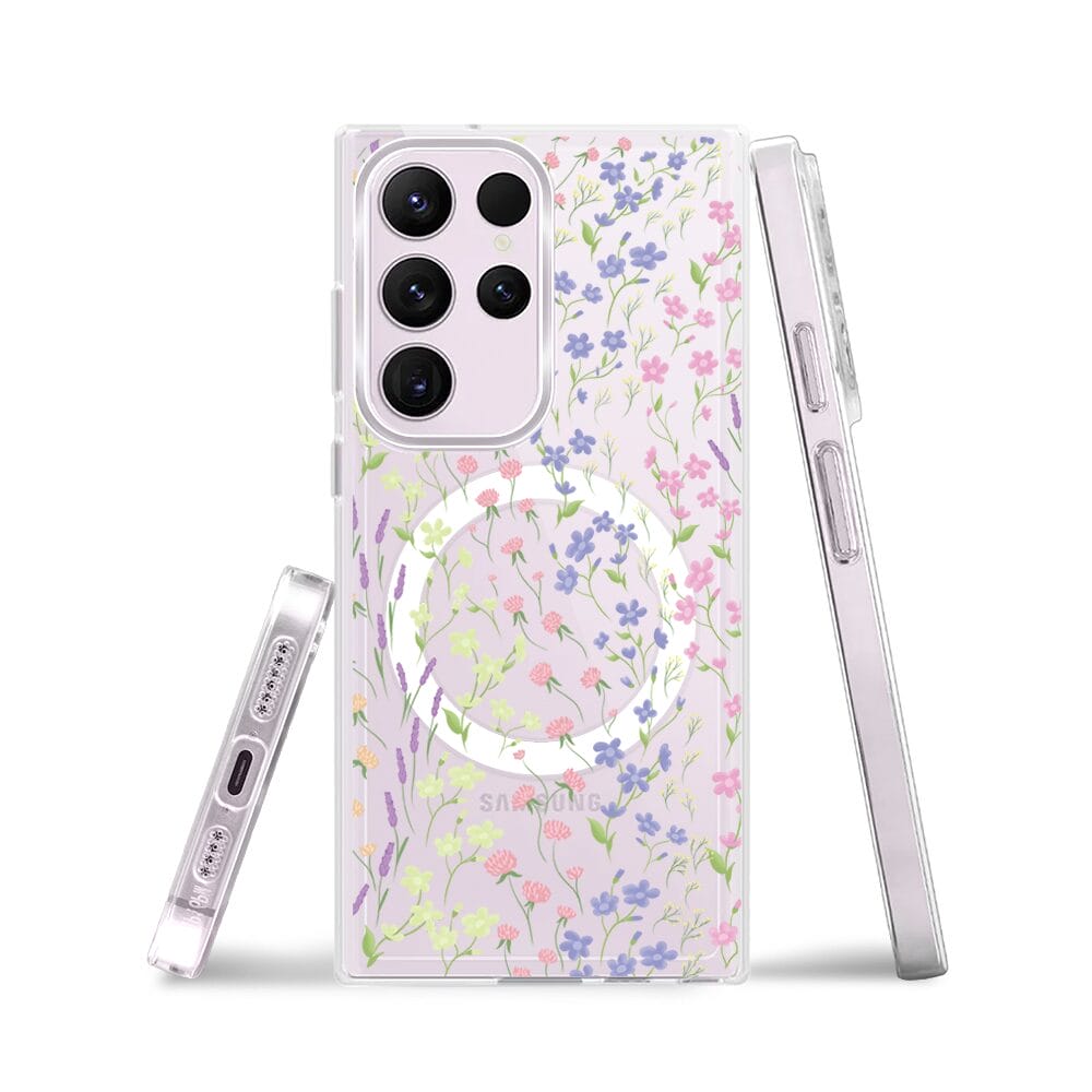 Etui do Samsung Galaxy S23 Ultra z MagSafe przeźroczyste, silikonowe Flexi, kwiaty polne - obrazek 3