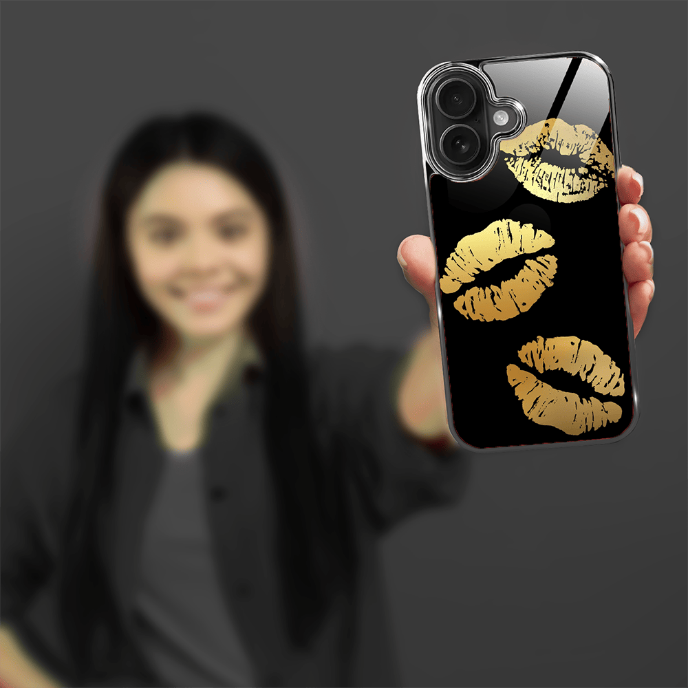 Etui do iPhone 16 IBIZU Elite Glass z MagSafe Golden Midnight, Usta, czarne - obrazek 6