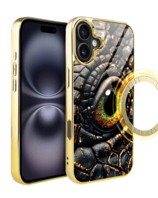 Etui do iPhone 16 Plus IBIZU Elite Glass z MagSafe Magia Azji amber dragon, złote