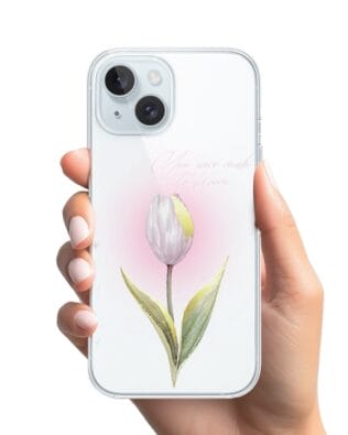 Etui do iPhone 15 Plus przeźroczyste, silikonowe Flexi, kwiaty, tulipan