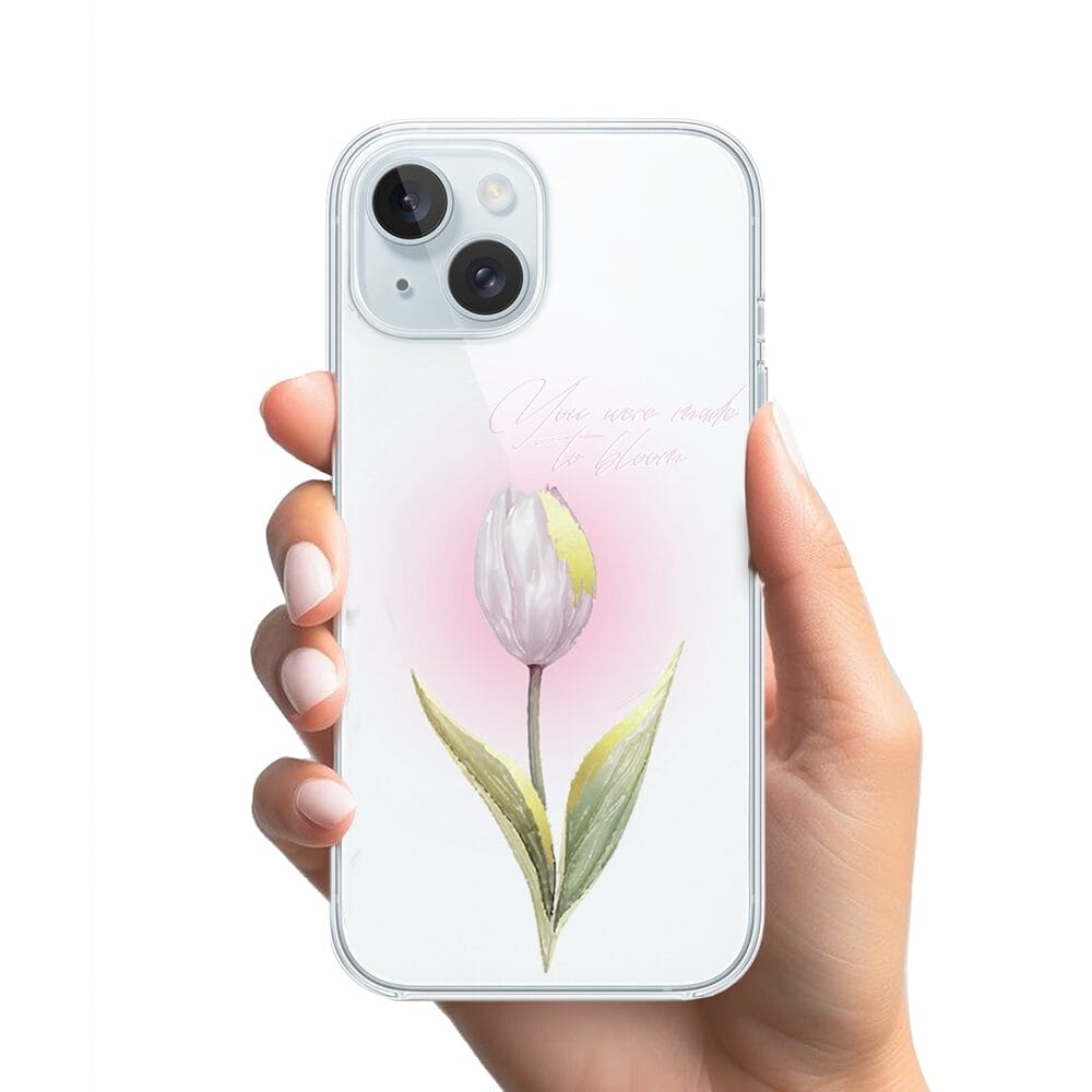 Etui do iPhone 15 Plus przeźroczyste, silikonowe Flexi, kwiaty, tulipan - obrazek 2