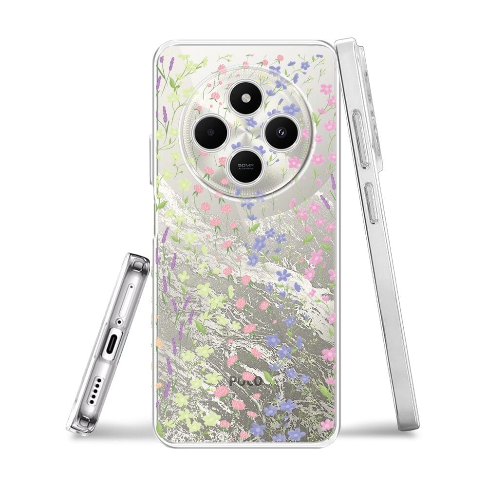 Etui do Xiaomi POCO C75 przeźroczyste, silikonowe Flexi, kwiaty polne - obrazek 3