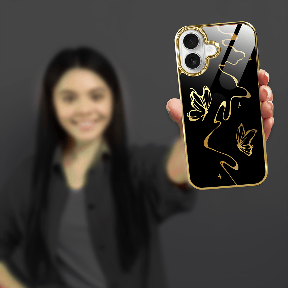 Etui do iPhone 16 IBIZU Elite Glass z MagSafe Golden Midnight, Efekt motyla, złote - obrazek 6