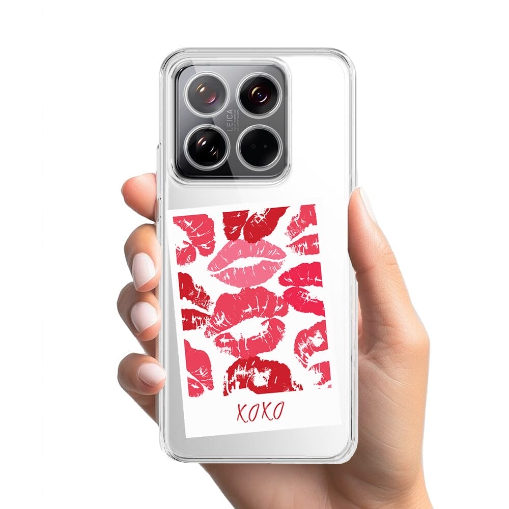 Etui do Xiaomi 14 przeźroczyste, silikonowe Flexi, pocałunki, polaroid - obrazek 2