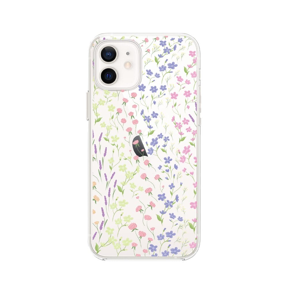 Etui do iPhone 12 Mini przeźroczyste, silikonowe Flexi, kwiaty polne