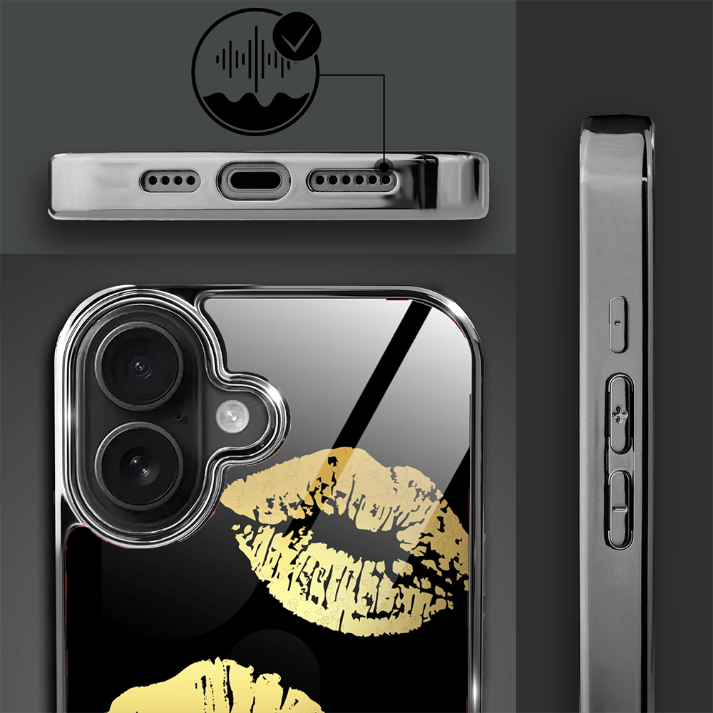 Etui do iPhone 16 IBIZU Elite Glass z MagSafe Golden Midnight, Usta, czarne - obrazek 3