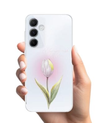 Etui do Samsung Galaxy A55 5G przeźroczyste, silikonowe Flexi, kwiaty, tulipan