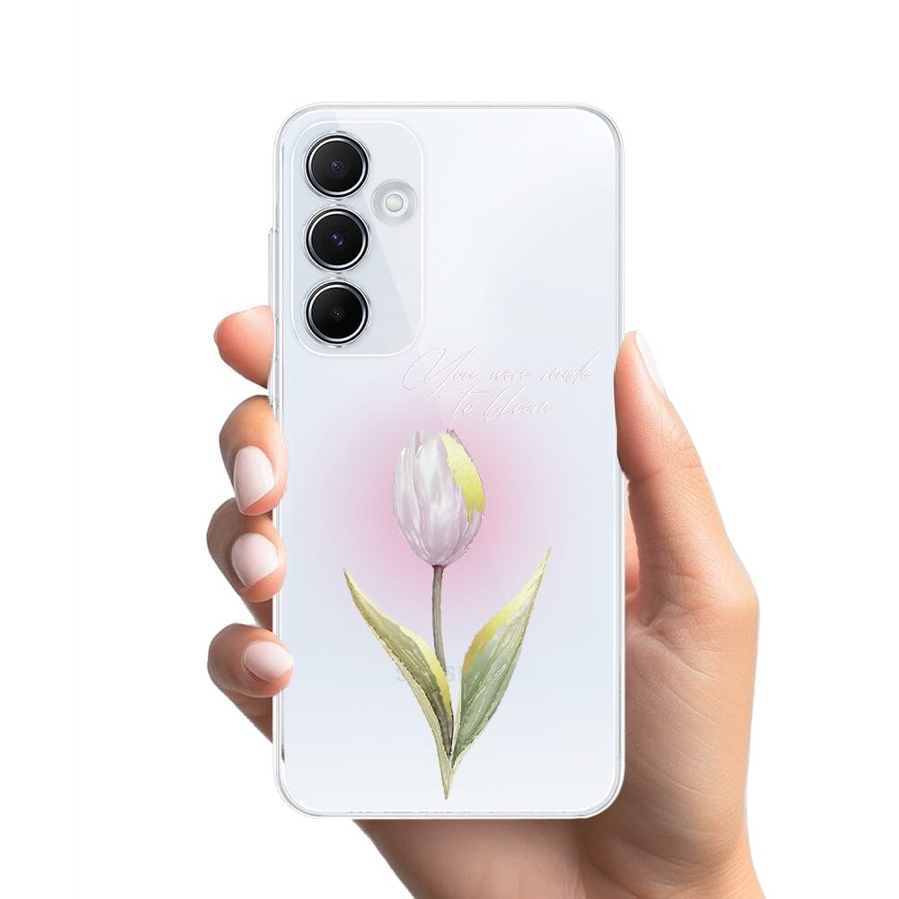 Etui do Samsung Galaxy A55 5G przeźroczyste, silikonowe Flexi, kwiaty, tulipan - obrazek 2