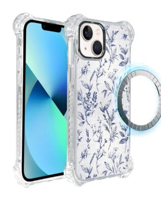 Etui iPhone 13 IBIZU DropGuard Ultra z MagSafe, Pastel Bloom, Lazurowe szepty