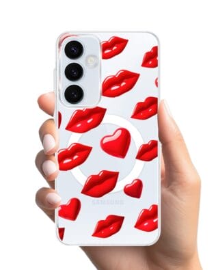 Etui do Samsung Galaxy A35 5G z MagSafe przeźroczyste, silikonowe Flexi, czerwone usta