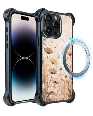 Etui do iPhone 14 Pro IBIZU DropGuard Ultra z MagSafe, Boho, Kwiatowa łąka