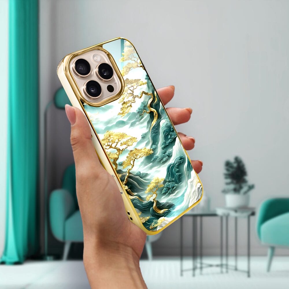 Etui do iPhone 16 Pro Max IBIZU Elite Glass z MagSafe Magia Azji złote drzewa w stylu japońskim, złote - obrazek 7