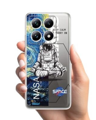Etui do Xiaomi 14T przeźroczyste, silikonowe Flexi, Keep Calm in Cosmos