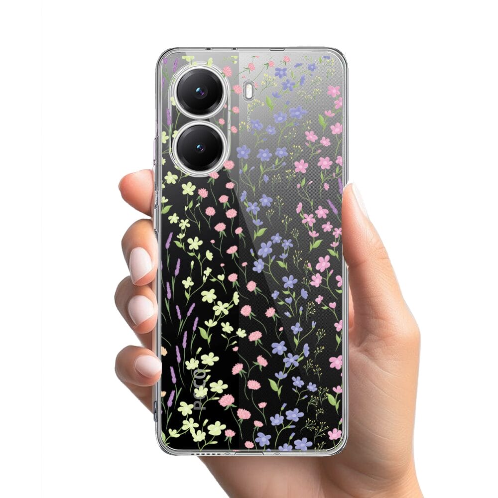 Etui do Xiaomi POCO X7 Pro przeźroczyste, silikonowe Flexi, kwiaty polne - obrazek 2