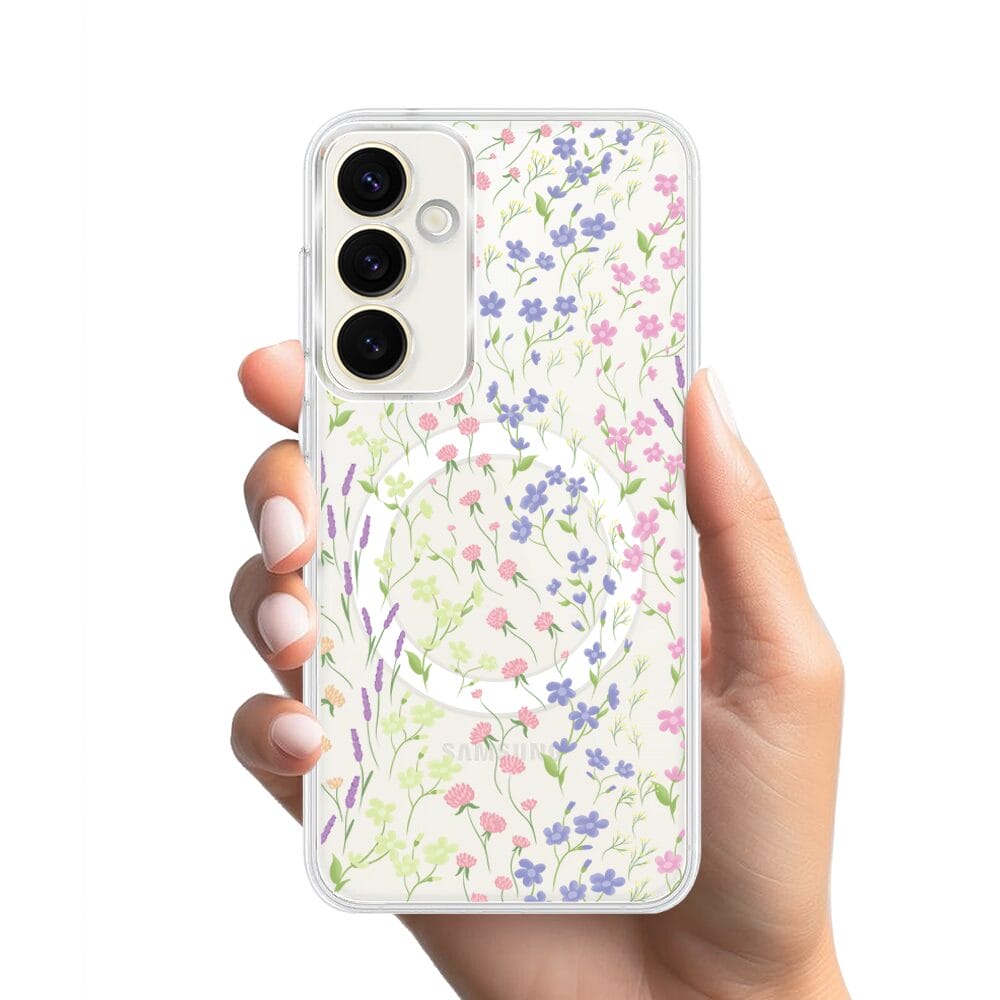 Etui do Samsung Galaxy S23 Plus z MagSafe przeźroczyste, silikonowe Flexi, kwiaty polne - obrazek 2