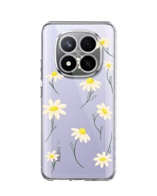 Etui do Xiaomi Redmi Note 14 Pro 4G przeźroczyste, silikonowe Flexi, stokrotki