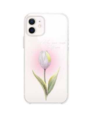 Etui do iPhone 12 Mini przeźroczyste, silikonowe Flexi, kwiaty, tulipan
