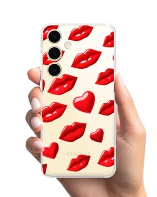Etui do Samsung Galaxy S24 Plus przeźroczyste, silikonowe Flexi, czerwone usta