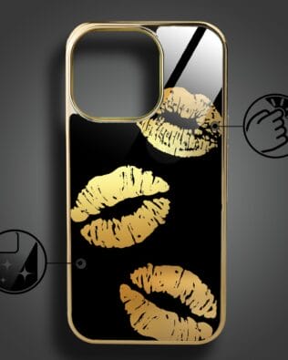 Etui do iPhone 16 Pro IBIZU Elite Glass z MagSafe Golden Midnight, Usta, złote