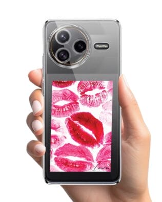 Etui do Xiaomi POCO F7 Ultra przeźroczyste, silikonowe Flexi, pocałunki z napisem „love”