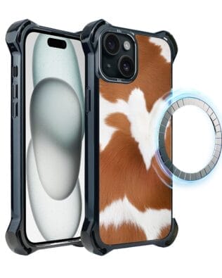 Etui do iPhone 15 IBIZU DropGuard Ultra z MagSafe, Zew Natury, Alpejska krowa