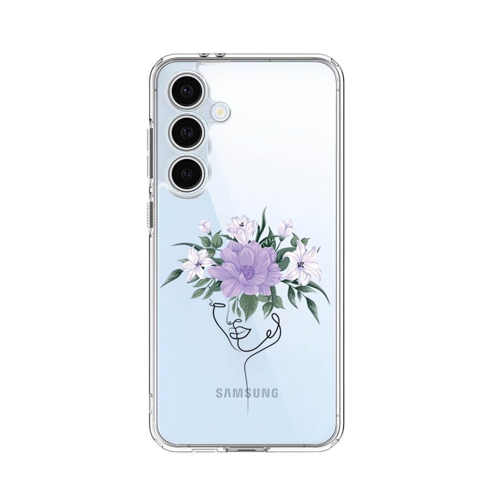 Etui do Samsung Galaxy S24 FE przeźroczyste, silikonowe Flexi, kobieta z kwiatami