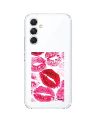 Etui do Samsung Galaxy A54 5G przeźroczyste, silikonowe Flexi, pocałunki z napisem „love”