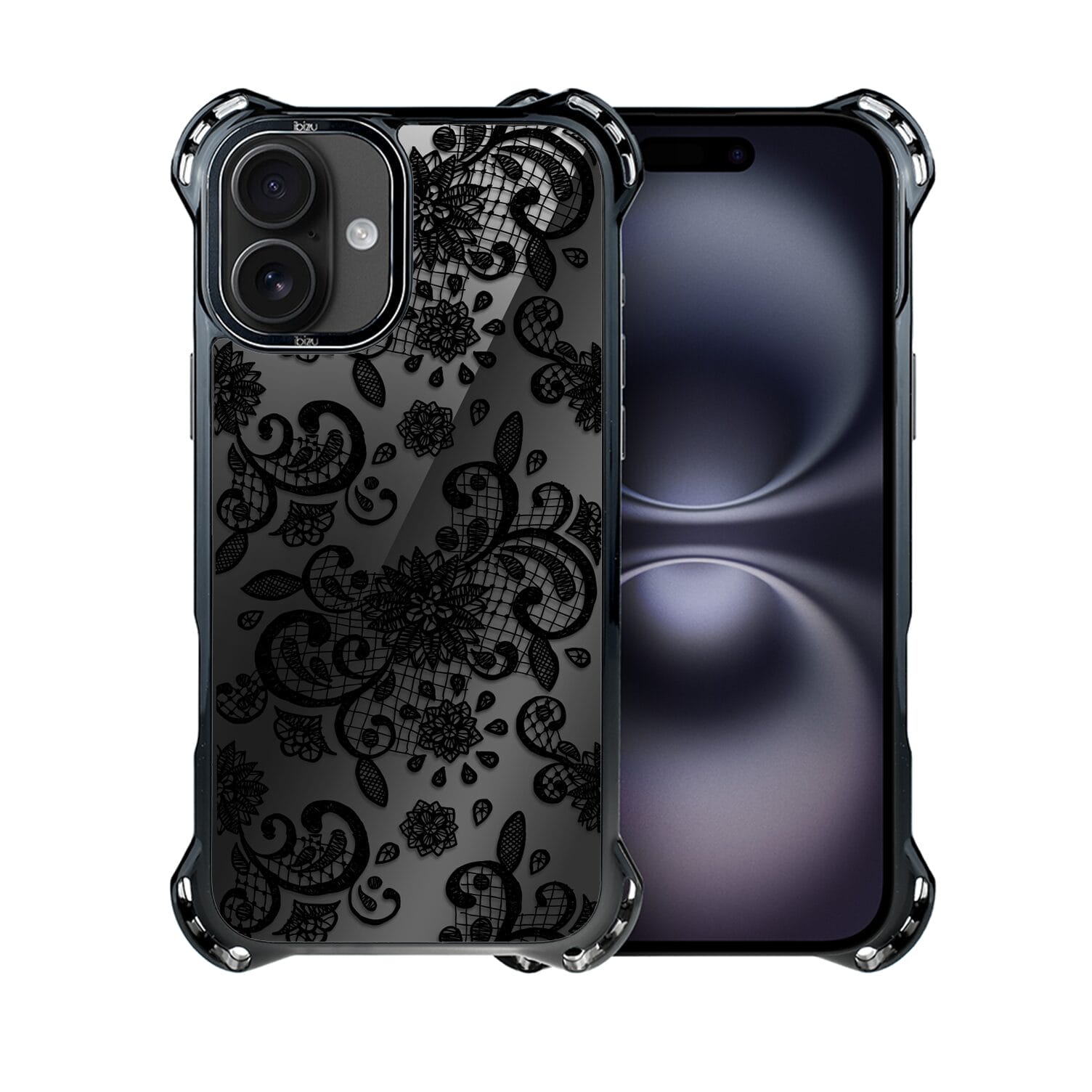 Etui do iPhone 16 IBIZU DropGuard Ultra z MagSafe, Midnight, Koronkowa czerń - obrazek 2