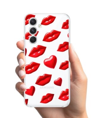 Etui do Samsung Galaxy A54 5G przeźroczyste, silikonowe Flexi, czerwone usta