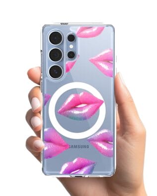 Etui do Samsung Galaxy S25 Ultra z MagSafe przeźroczyste, silikonowe Flexi, hologramowe usta