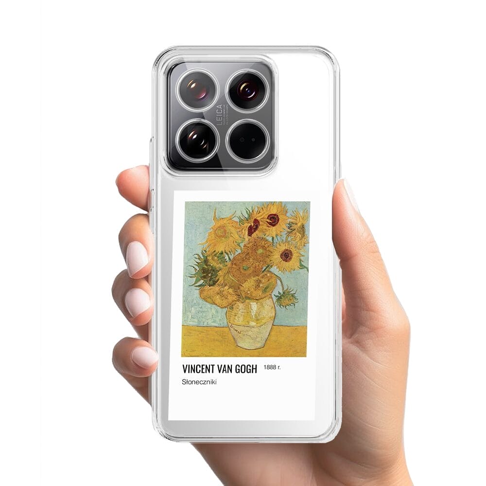 Etui do Xiaomi 14 przeźroczyste, silikonowe Flexi, słoneczniki - obrazek 2