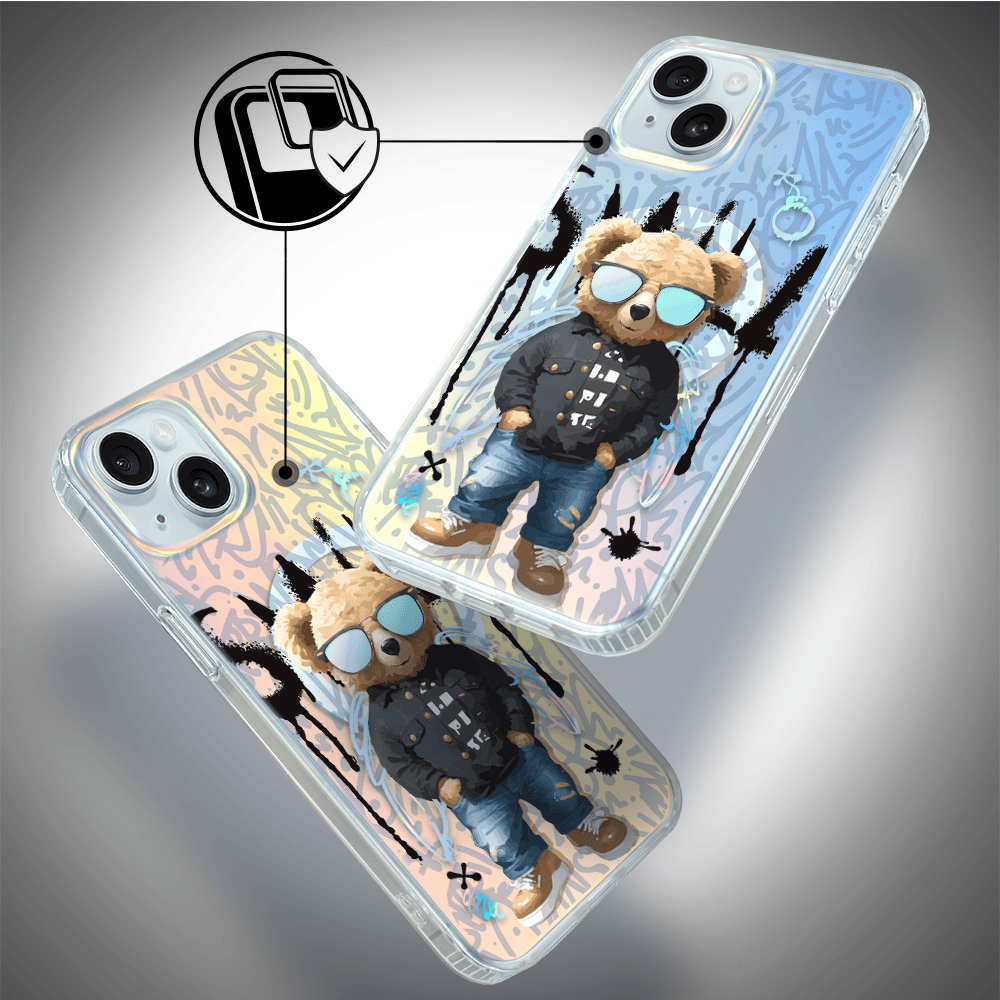 Etui do iPhone 15 Plus IBIZU California Sunset z MagSafe, zmieniające kolor, Graffiti Boy, artystyczny miś - obrazek 4