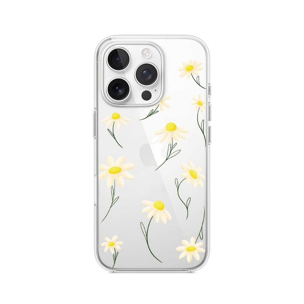 Etui do iPhone 14 Pro przeźroczyste, silikonowe Flexi, stokrotki