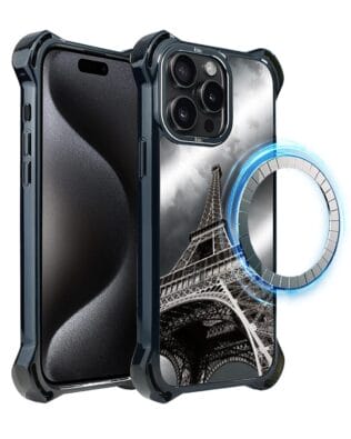 Etui do iPhone 15 Pro IBIZU DropGuard Ultra z MagSafe, Noir City, Wieża Eiffla
