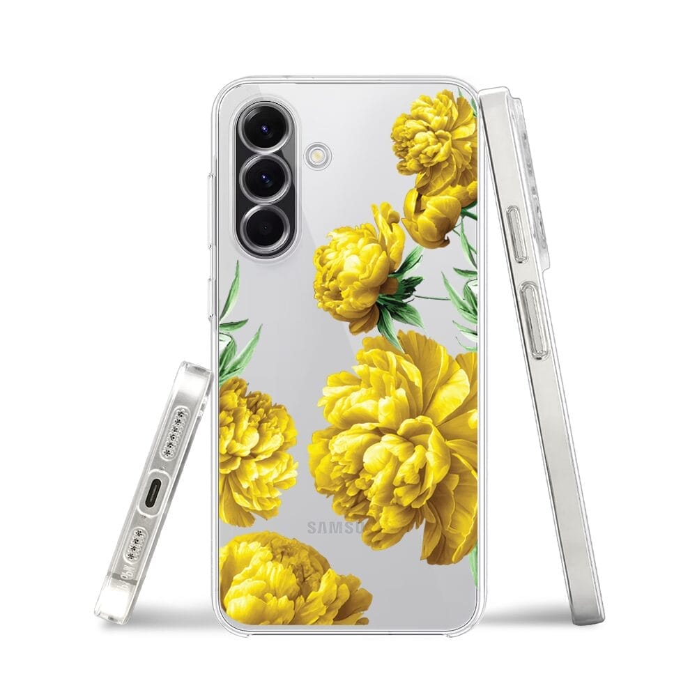 Etui do Samsung Galaxy A56 5G przeźroczyste, silikonowe Flexi, żółte piwonie - obrazek 3