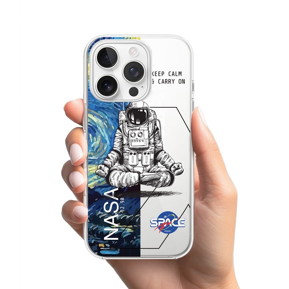 Etui do iPhone 13 Pro przeźroczyste, silikonowe Flexi, Keep Calm in Cosmos - obrazek 2