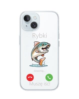 Etui do iPhone 15, przeźroczyste, silikonowe Flexi, rybki dzwonią