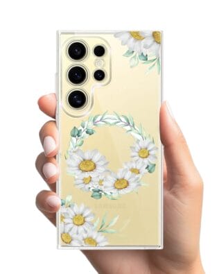 Etui do Samsung Galaxy S24 Ultra z MagSafe przeźroczyste, silikonowe Flexi, wianek stokrotek
