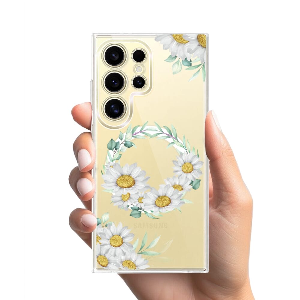 Etui do Samsung Galaxy S24 Ultra z MagSafe przeźroczyste, silikonowe Flexi, wianek stokrotek - obrazek 2