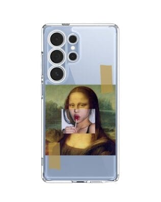 Etui do Samsung Galaxy S25 Ultra przeźroczyste, silikonowe Flexi, Mona Lisa z lizakiem