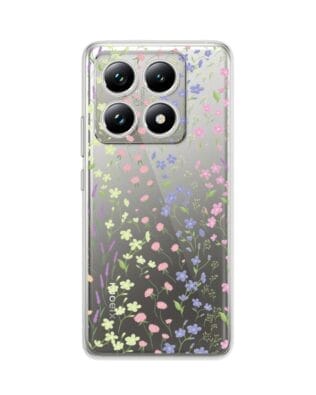 Etui do Xiaomi 14T Pro przeźroczyste, silikonowe Flexi, kwiaty polne