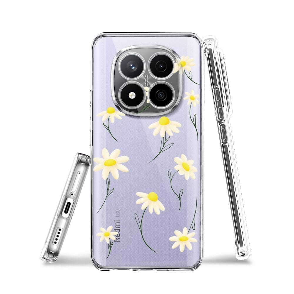 Etui do Xiaomi Redmi Note 14 Pro Plus 5G przeźroczyste, silikonowe Flexi, stokrotki - obrazek 3