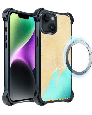 Etui do iPhone 14 Plus IBIZU DropGuard Ultra z MagSafe, mapy świata, Barcelona